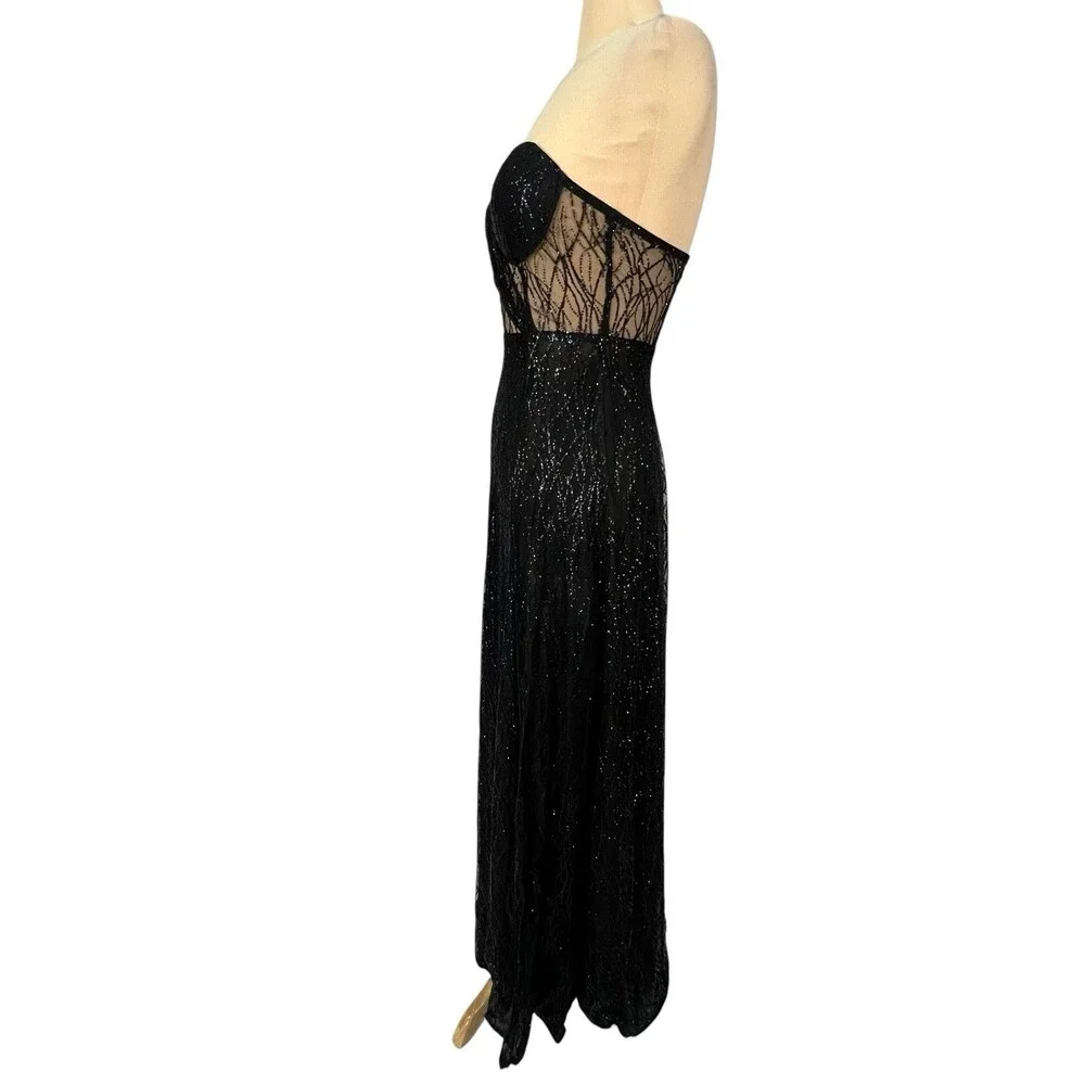 Alamour The Label Black Formal Gown S Strapless Glitter The Ayelet Evening Dress - Picture 13 of 16